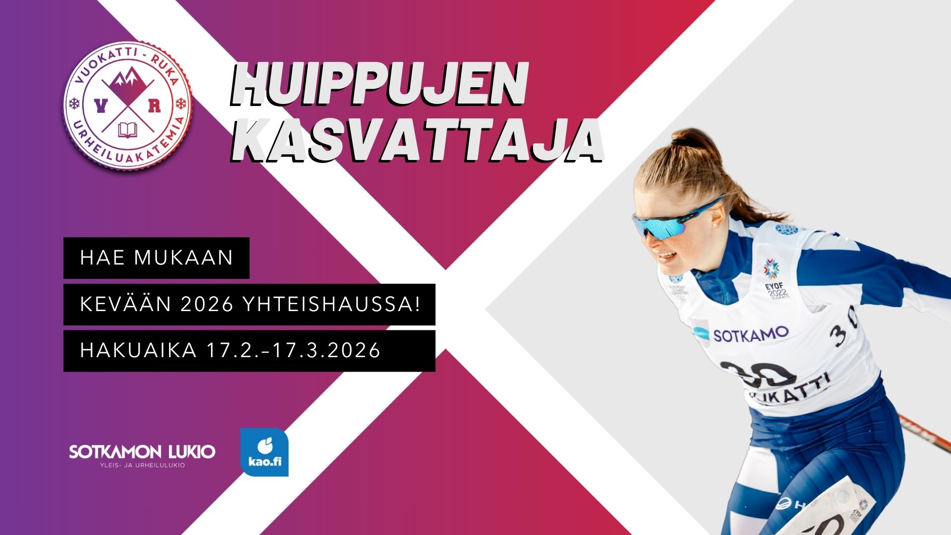 Maastohiihto - lajisivu Yhteishaku 17.2.-17.3.2026