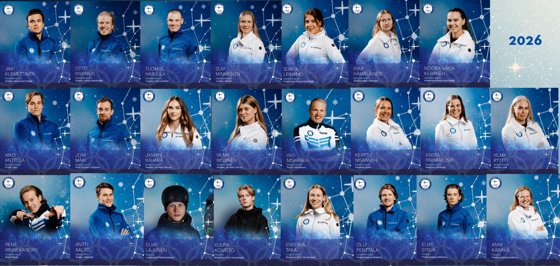 VUOKATTI-RUKA URHEILUAKATEMIA KASVATIT - 1 Urheilijat jotka ovat VRUA:n kasvatteja ja valittu Milano-Cortinan olympialaisiin.