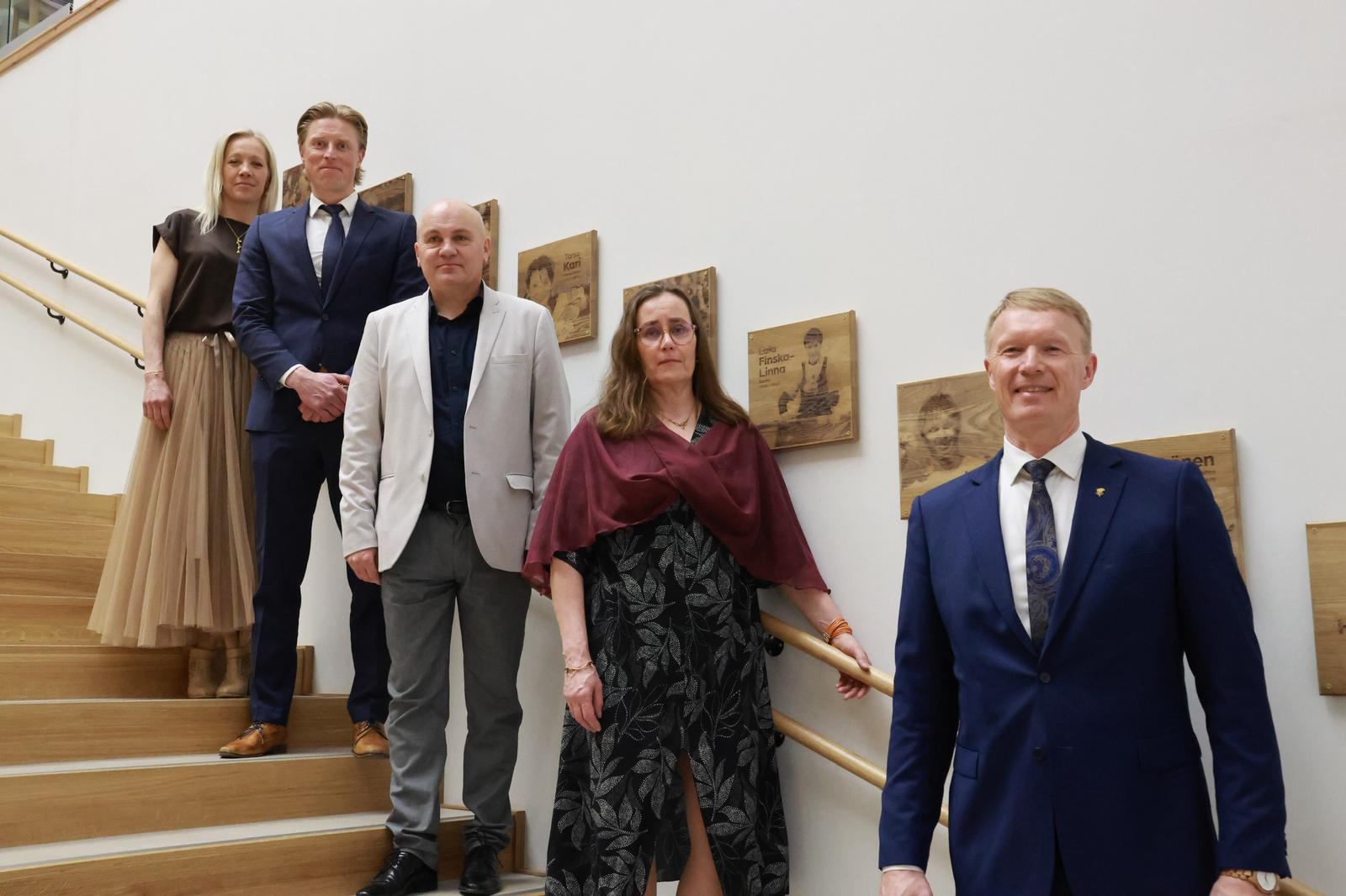 Sotkamon urheilulukion Hall of Fame urheilijoita: Kaisa Mäkäräinen, Jani Komulainen, Janne Vuorinen, Laila Finska-Linna ja Tapio Korjus